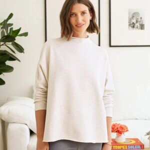 Frank & Eileen Effie Long-Sleeve Funnel Neck Capelet Jersey White Melange S